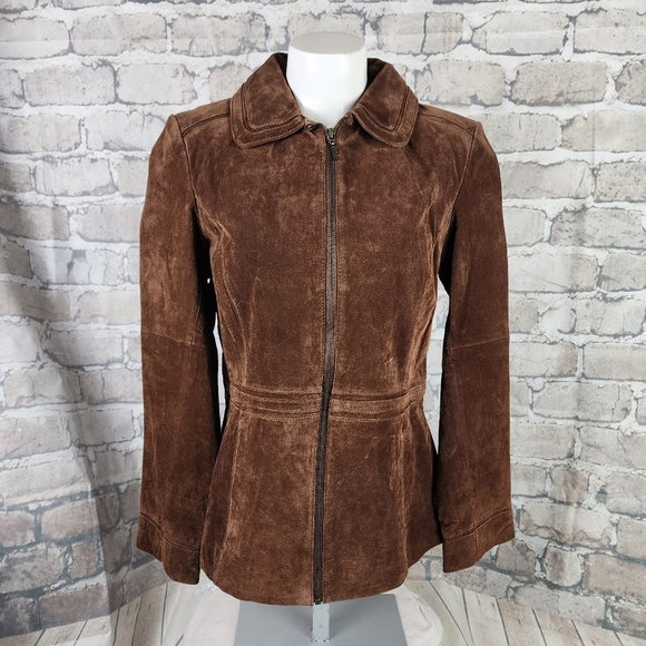 Vintage novelti Suede Jacket Full Zip Brown Size Medium Coastal Cowgirl - Picture 2 of 16